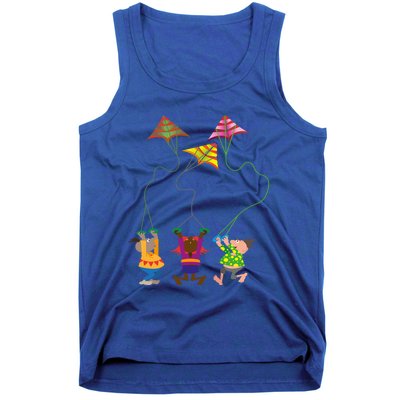 Flying Kites Cartoon Gift Tank Top