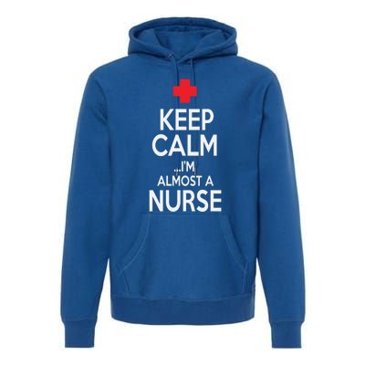 Funny Keep Calm Im Almost A Nurse Nursing School Meaningful Gift Premium Hoodie