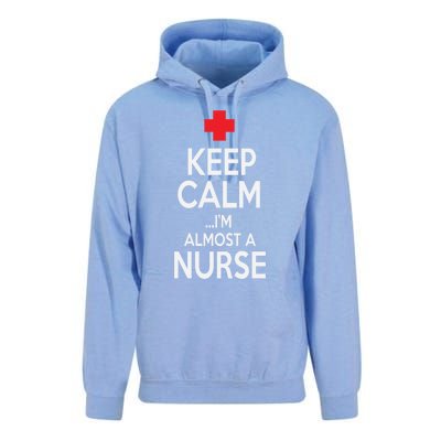 Funny Keep Calm Im Almost A Nurse Nursing School Meaningful Gift Unisex Surf Hoodie