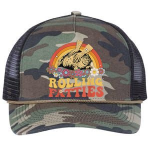 Fat Kitten Cat Rolling Fatties Cute Kitty Owner Retro Rope Trucker Hat Cap