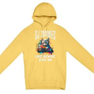 Funny Kitty Cat Lover Rainbow Funny DJ Music Zoomies Premium Pullover Hoodie