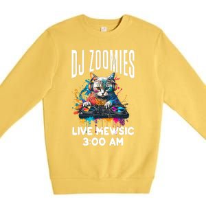 Funny Kitty Cat Lover Rainbow Funny DJ Music Zoomies Premium Crewneck Sweatshirt