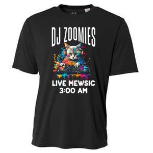 Funny Kitty Cat Lover Rainbow Funny DJ Music Zoomies Cooling Performance Crew T-Shirt