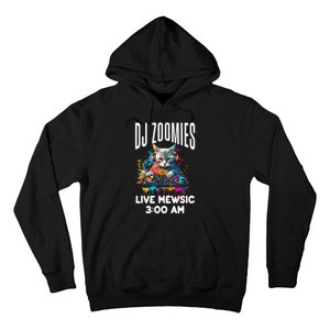 Funny Kitty Cat Lover Rainbow Funny DJ Music Zoomies Hoodie