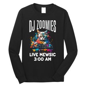 Funny Kitty Cat Lover Rainbow Funny DJ Music Zoomies Long Sleeve Shirt