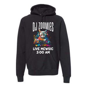 Funny Kitty Cat Lover Rainbow Funny DJ Music Zoomies Premium Hoodie