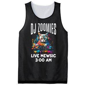 Funny Kitty Cat Lover Rainbow Funny DJ Music Zoomies Mesh Reversible Basketball Jersey Tank