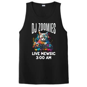 Funny Kitty Cat Lover Rainbow Funny DJ Music Zoomies PosiCharge Competitor Tank