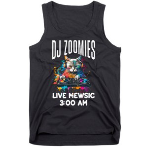 Funny Kitty Cat Lover Rainbow Funny DJ Music Zoomies Tank Top