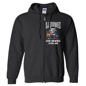 Funny Kitty Cat Lover Rainbow Funny DJ Music Zoomies Full Zip Hoodie