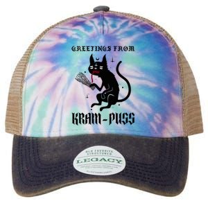 Funny Krampus Cat Christmas Greetings From Kram Puss Pagan Legacy Tie Dye Trucker Hat