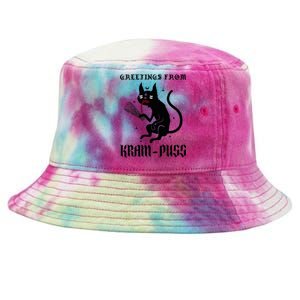 Funny Krampus Cat Christmas Greetings From Kram Puss Pagan Tie-Dyed Bucket Hat