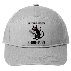 Funny Krampus Cat Christmas Greetings From Kram Puss Pagan 7-Panel Snapback Hat