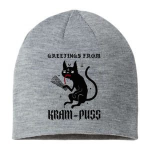 Funny Krampus Cat Christmas Greetings From Kram Puss Pagan Sustainable Beanie