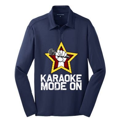 Funny Karaoke Design For Singer Sing Karaoke Lover Silk Touch Performance Long Sleeve Polo