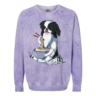 Funny Kawaii Dog Eats Ramen Noodles Japanese Chin Colorblast Crewneck Sweatshirt