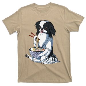 Funny Kawaii Dog Eats Ramen Noodles Japanese Chin T-Shirt