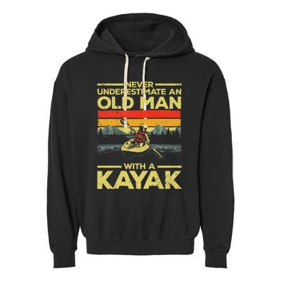 Funny Kayaking Design Grandpa Kayaker Kayak Lovers Garment-Dyed Fleece Hoodie