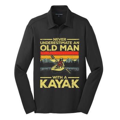 Funny Kayaking Design Grandpa Kayaker Kayak Lovers Silk Touch Performance Long Sleeve Polo