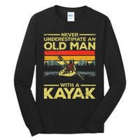 Funny Kayaking Design Grandpa Kayaker Kayak Lovers Tall Long Sleeve T-Shirt