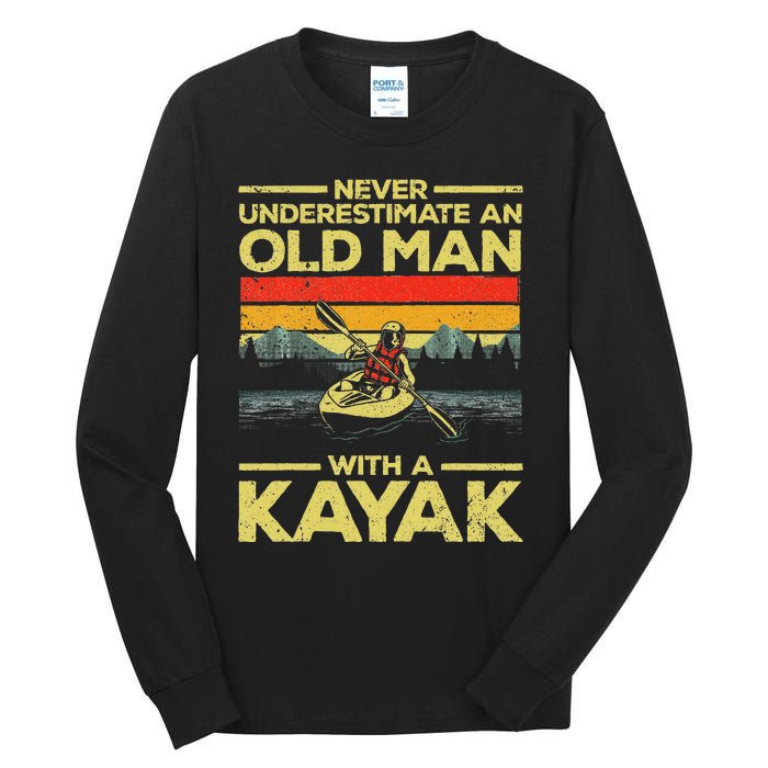 Funny Kayaking Design Grandpa Kayaker Kayak Lovers Tall Long Sleeve T-Shirt