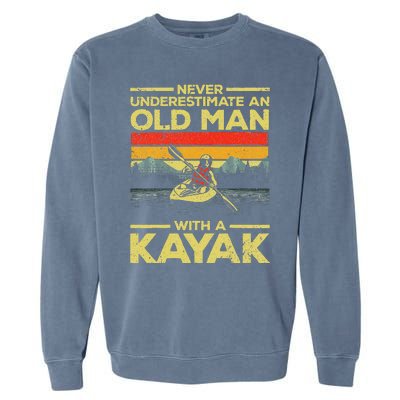 Funny Kayaking Design Grandpa Kayaker Kayak Lovers Garment-Dyed Sweatshirt