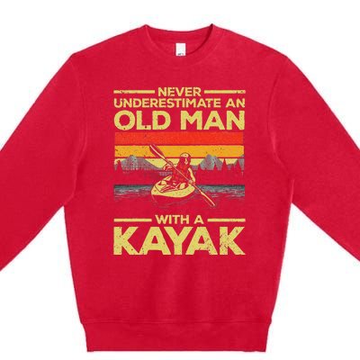 Funny Kayaking Design Grandpa Kayaker Kayak Lovers Premium Crewneck Sweatshirt