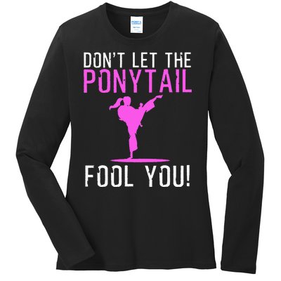 Funny Karate Design For Wo Karate Kick Martial Art Ladies Long Sleeve Shirt