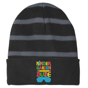 Funny Kindergarten Dude Striped Beanie with Solid Band