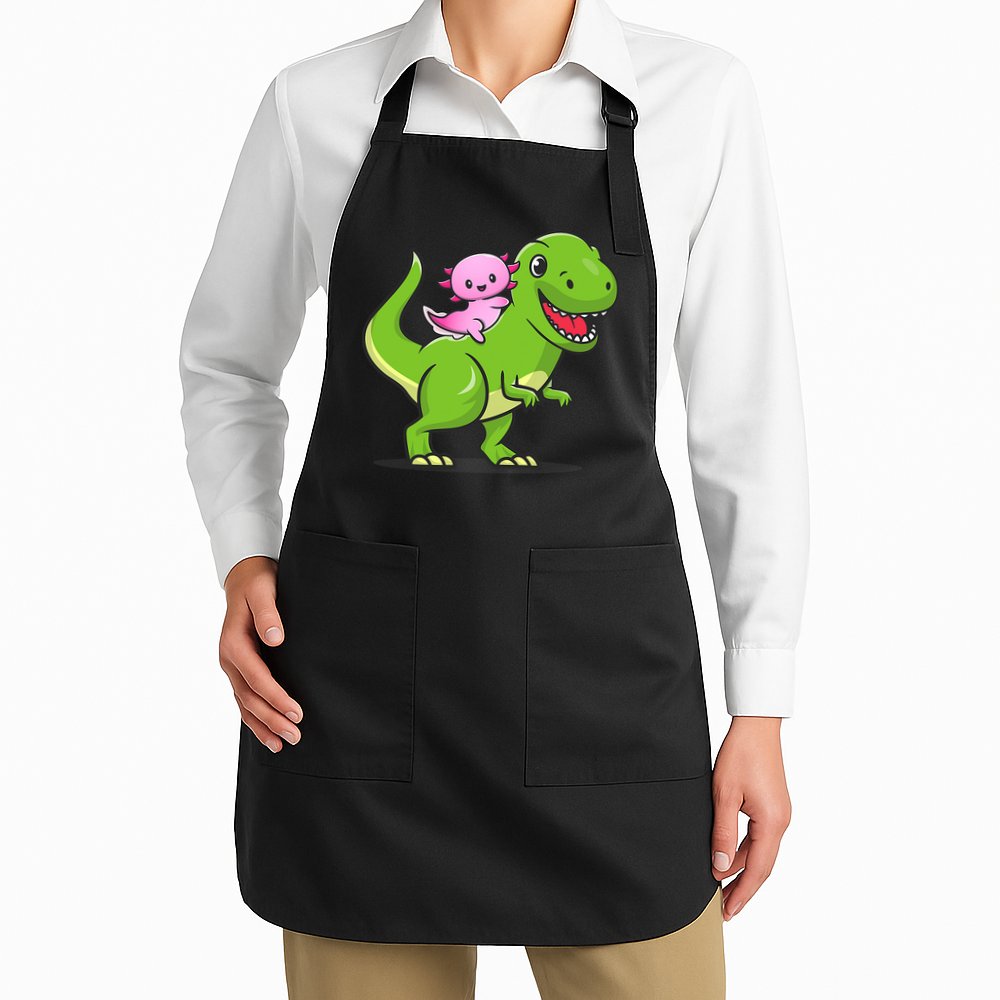 Funny Kawaii  Dino Dinosaur Axolotl Lover Apron