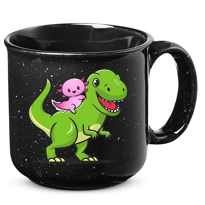 Funny Kawaii  Dino Dinosaur Axolotl Lover 15oz Campfire Ceramic Mug