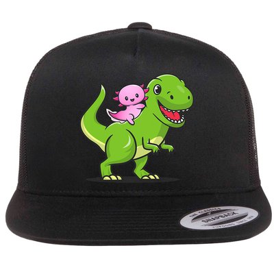 Funny Kawaii  Dino Dinosaur Axolotl Lover Flat Bill Trucker Hat