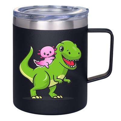 Funny Kawaii  Dino Dinosaur Axolotl Lover 12oz Stainless Steel Coffee Mug