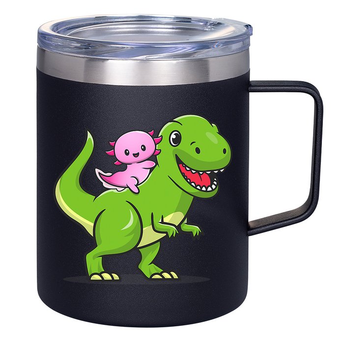 Funny Kawaii  Dino Dinosaur Axolotl Lover 12oz Stainless Steel Coffee Mug