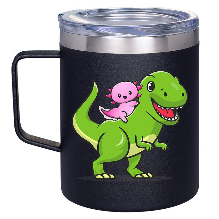 Funny Kawaii  Dino Dinosaur Axolotl Lover 12oz Stainless Steel Coffee Mug