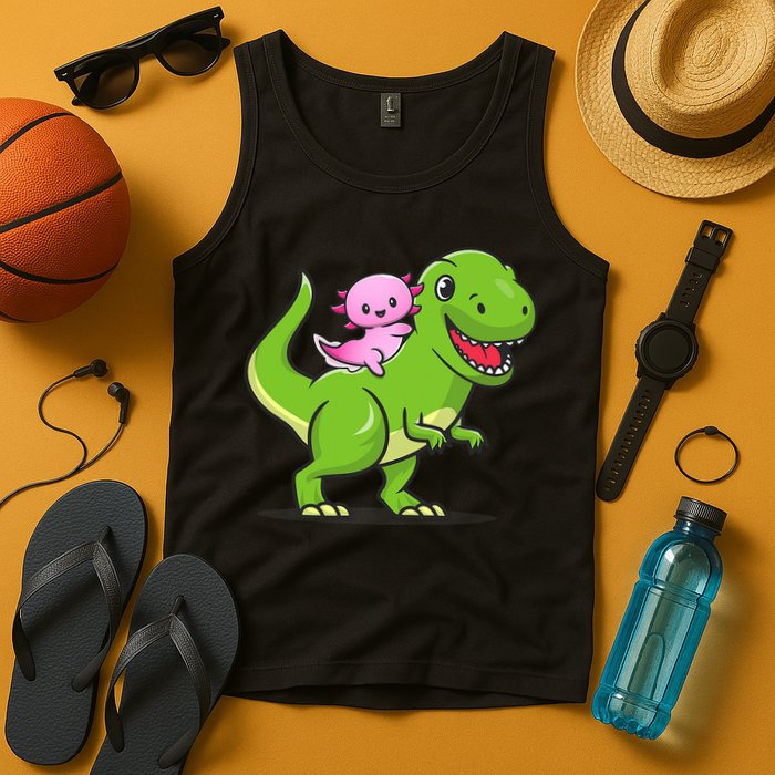Funny Kawaii  Dino Dinosaur Axolotl Lover Tank Top