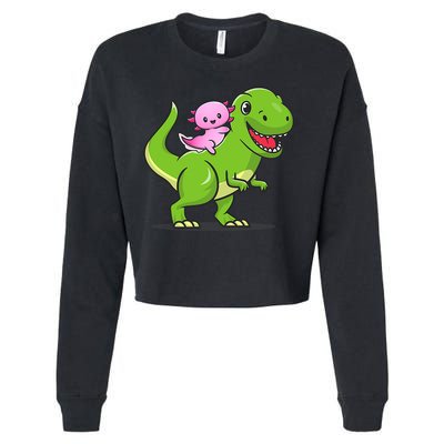 Funny Kawaii  Dino Dinosaur Axolotl Lover Cropped Pullover Crew