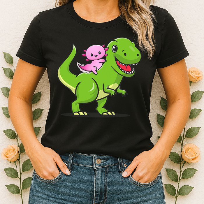 Funny Kawaii  Dino Dinosaur Axolotl Lover Womens T-Shirt