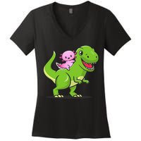 Funny Kawaii  Dino Dinosaur Axolotl Lover Women's V-Neck T-Shirt