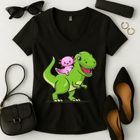 Funny Kawaii  Dino Dinosaur Axolotl Lover Women's V-Neck T-Shirt