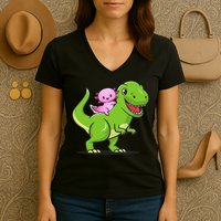 Funny Kawaii  Dino Dinosaur Axolotl Lover Women's V-Neck T-Shirt