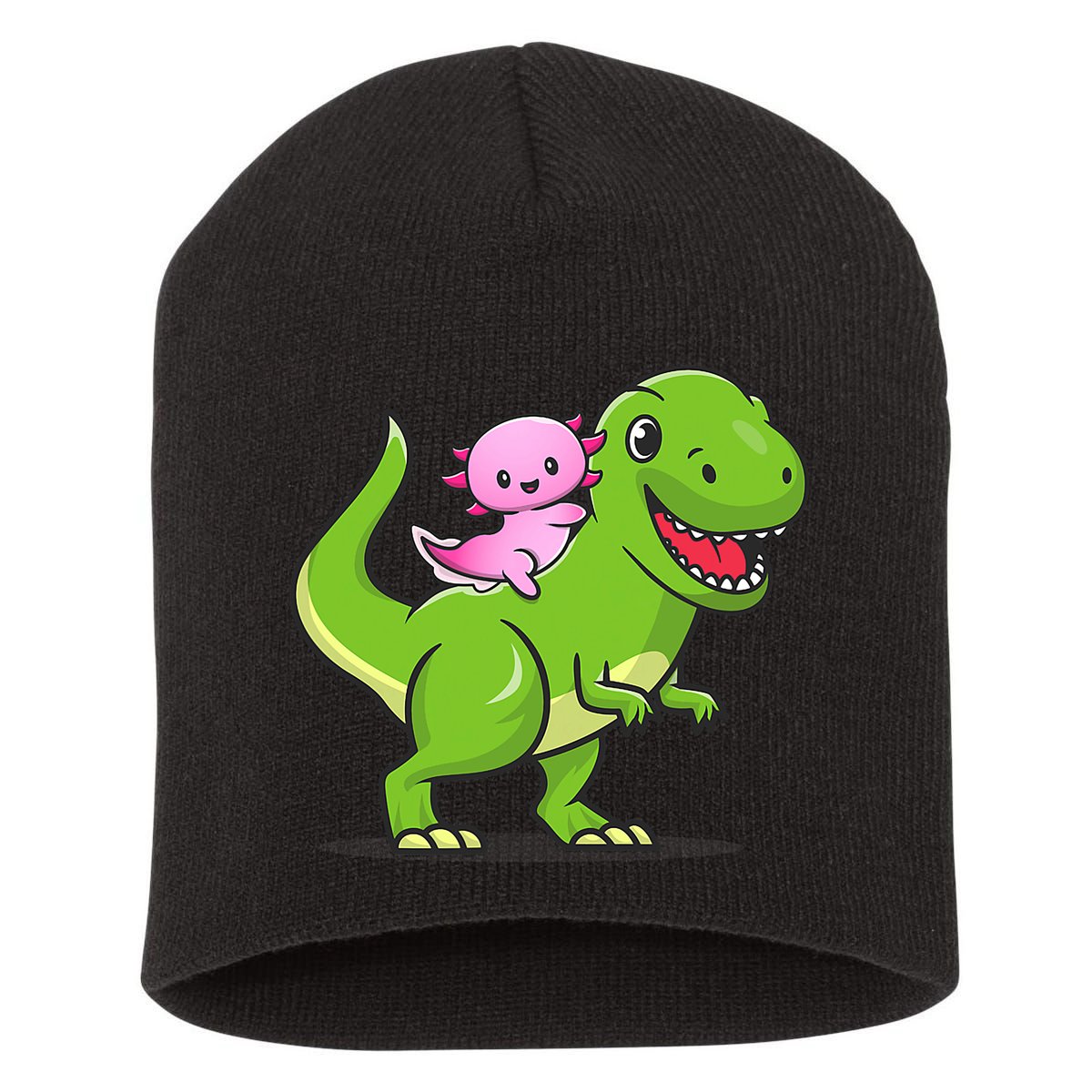 Funny Kawaii  Dino Dinosaur Axolotl Lover Short Acrylic Beanie