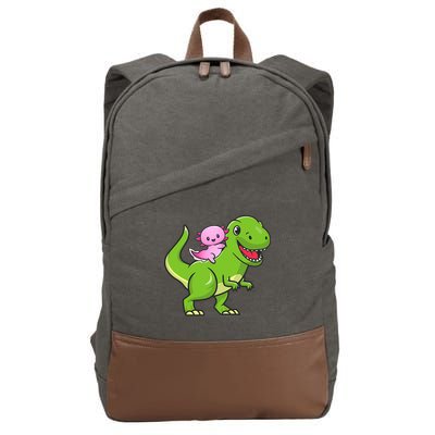 Funny Kawaii  Dino Dinosaur Axolotl Lover Cotton Canvas Backpack