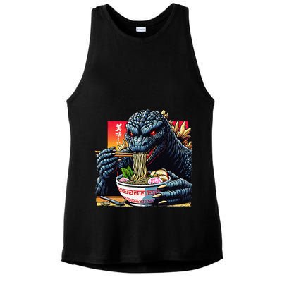 Funny Kaiju Eating Ramen Japanese Monster Lover Birthday Ladies PosiCharge Tri-Blend Wicking Tank
