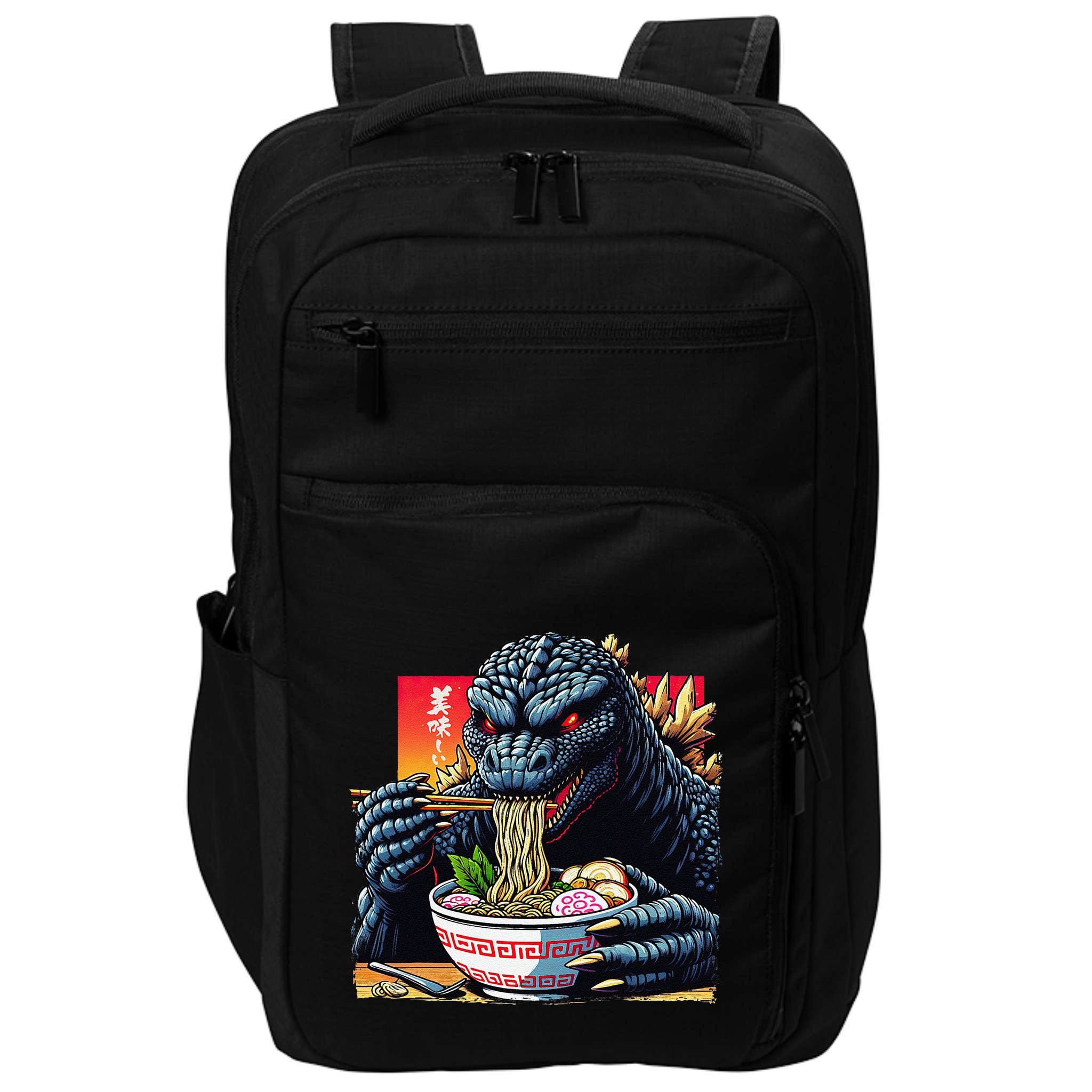 Funny Kaiju Eating Ramen Japanese Monster Lover Birthday Impact Tech Backpack