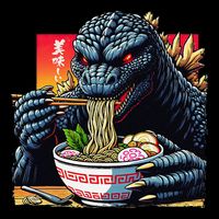 Funny Kaiju Eating Ramen Japanese Monster Lover Birthday Backpack