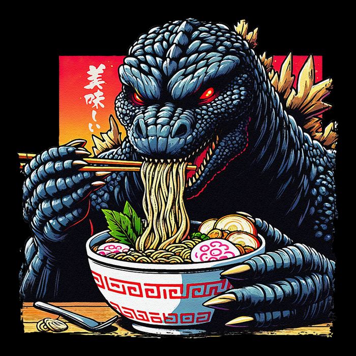 Funny Kaiju Eating Ramen Japanese Monster Lover Birthday Backpack