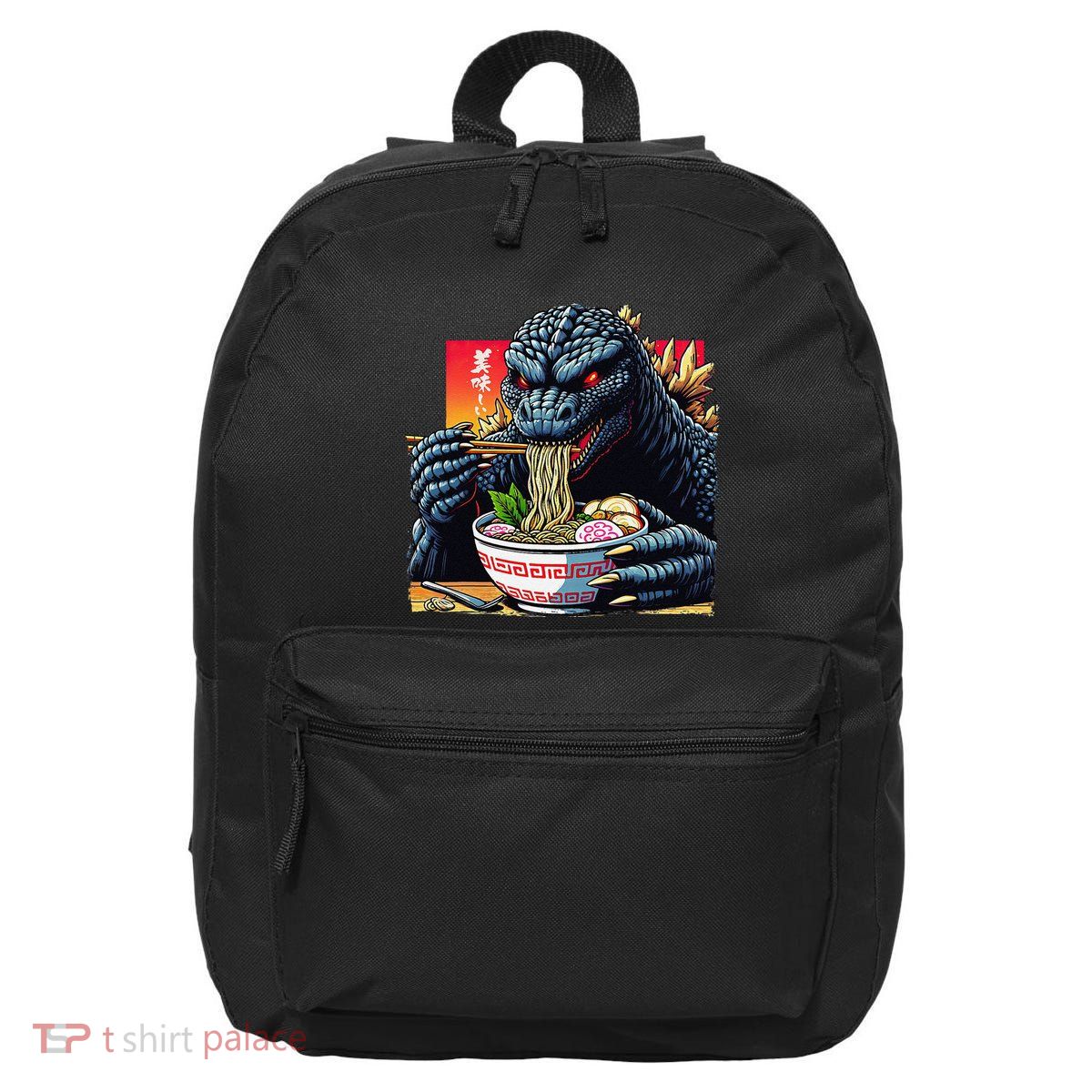 Funny Kaiju Eating Ramen Japanese Monster Lover Birthday 16 in Basic Backpack