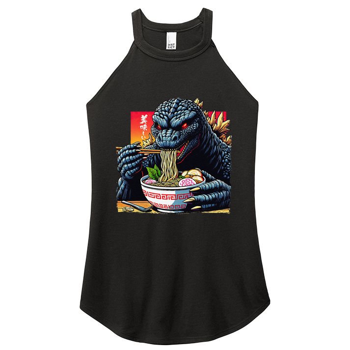 Funny Kaiju Eating Ramen Japanese Monster Lover Birthday Women's Perfect Tri Rocker Tank