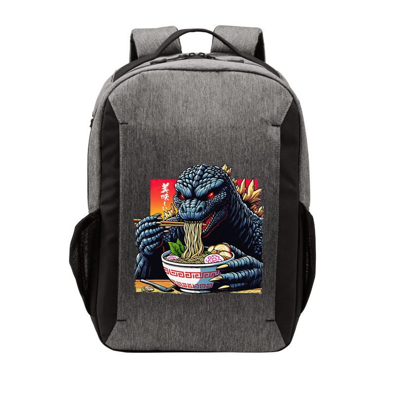 Funny Kaiju Eating Ramen Japanese Monster Lover Birthday Vector Backpack